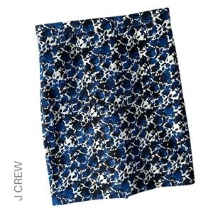 J CREW | NWOT NAVY BLUE & WHITE FLORAL COTTON STRETCH PENCIL SKIRT LINED SIZE 6